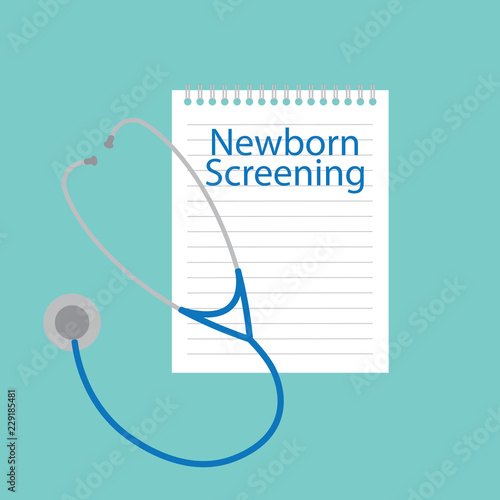 Newborn screening written in a notebook- vector illustration