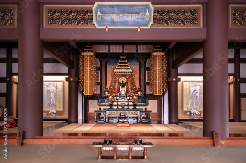 Great hall of old  Thai Syakamuni Buddha statue in Nittai-ji temple, Nagoya - Japan photo