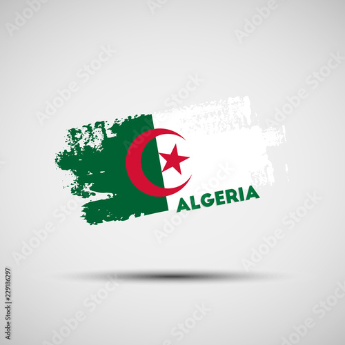 Grunge brush stroke with Algerian national flag colors