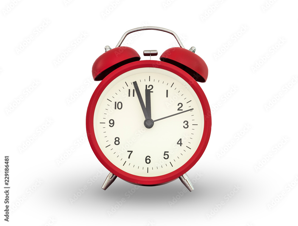 Red alarm clock on white background. Red alarm clock on white background.
