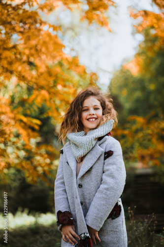 Beautiful autumn walk. Happy child