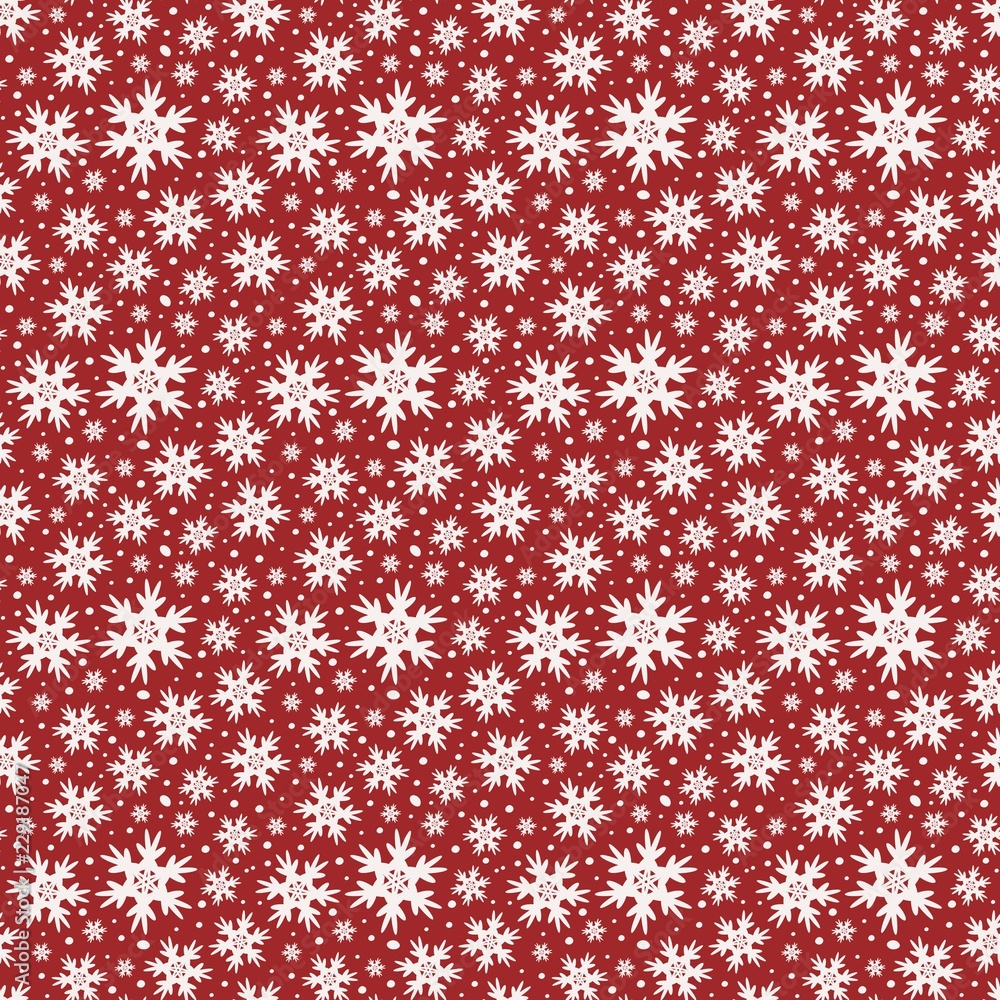 Winter red seamless pattern with snowflakes Winter red seamless pattern with snowflakes