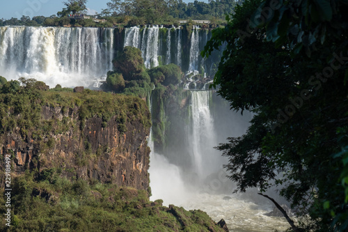Iguazu falls and Atlantic rainforest in sunlight  Misiones  Argentina  South America