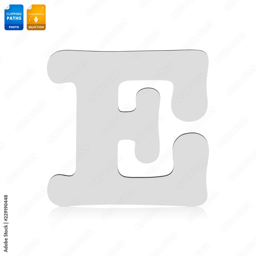 Letters E made from wooden material isolated on white background. Blank wooden font for your design. Clipping paths object. Letters E made from wooden material isolated on white background. Blank wooden font for your design. Clipping paths object.