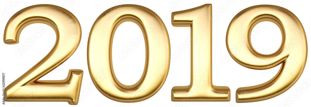 new 2019 year from gold. isolated on white. 3D illustration. new 2019 year from gold. isolated on white. 3D illustration.