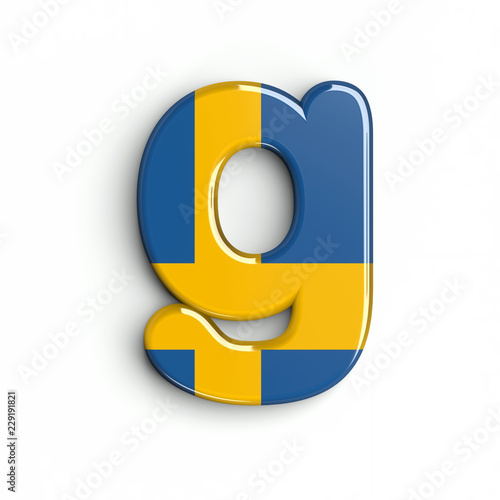 Sweden flag letter G - Lowercase 3d swedish font isolated on white background. This alphabet is perfect for creative illustrations related but not limited to Sweden, nordic countries, Europe... Free Download Sweden flag letter G - Lowercase 3d swedish font isolated on white background. This alphabet is perfect for creative illustrations related but not limited to Sweden, nordic countries, Europe... - GFXLoad