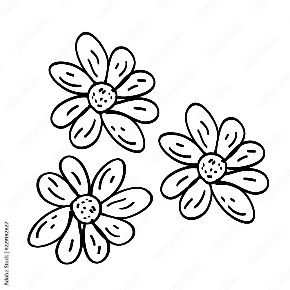 doodle flower cartoons on white background