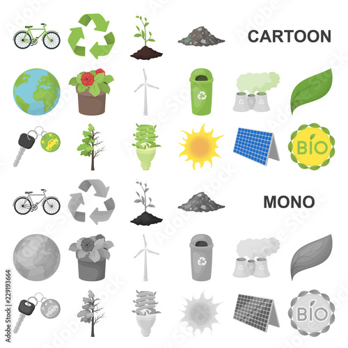 Bio and ecology cartoon icons in set collection for design. An ecologically pure product vector symbol stock web illustration.