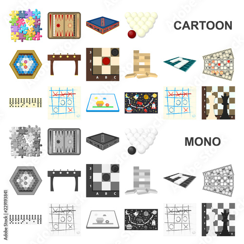 Board game cartoon icons in set collection for design. Game and entertainment vector symbol stock web illustration.