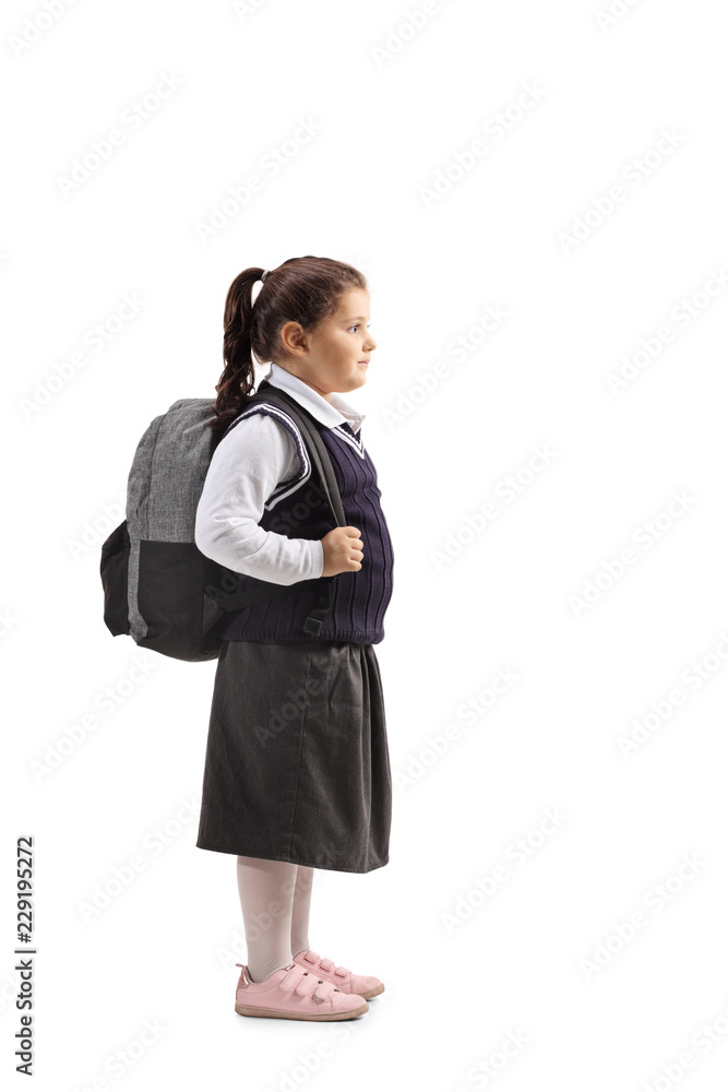 Little schoolgirl waiting in line Little schoolgirl waiting in line