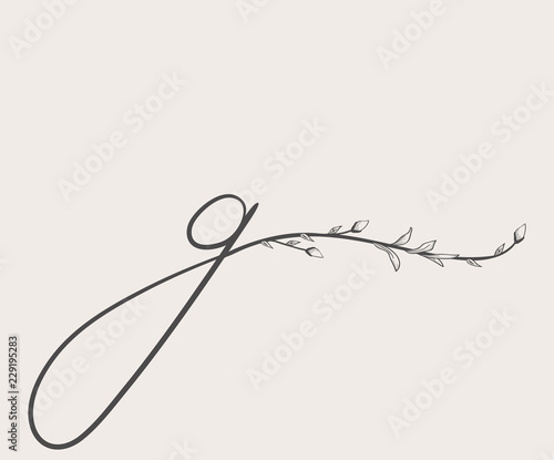 Vector Hand Drawn floral g monogram and logo