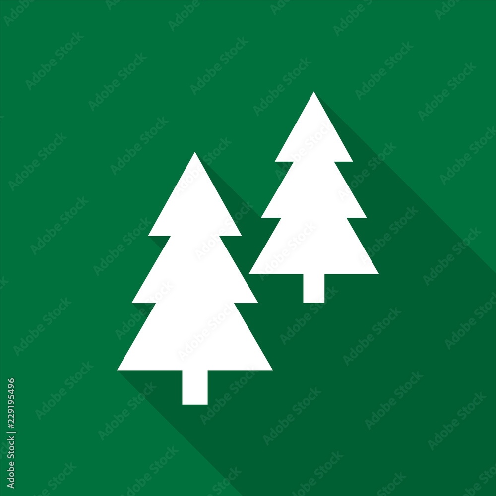 White coniferous trees icons with long shadow on green background. Vector Illustration EPS 10 White coniferous trees icons with long shadow on green background. Vector Illustration EPS 10
