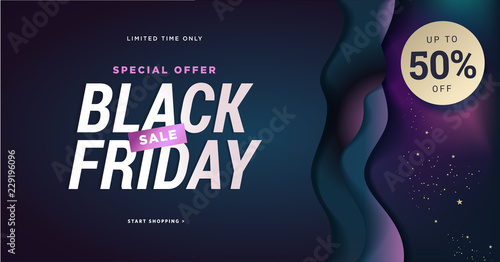 Black Friday sale banner. Social media vector illustration template for website and mobile website development, email and newsletter design, marketing material.