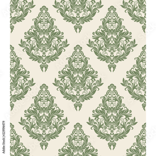 Seamless light background with herbal pattern in baroque style. Vector retro illustration. Ideal for printing on fabric or paper for wallpapers, textile, wrapping.