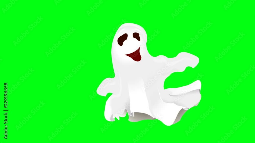 merry dancing Ghost on Halloween, green background is used.animated video merry dancing Ghost on Halloween, green background is used.animated video