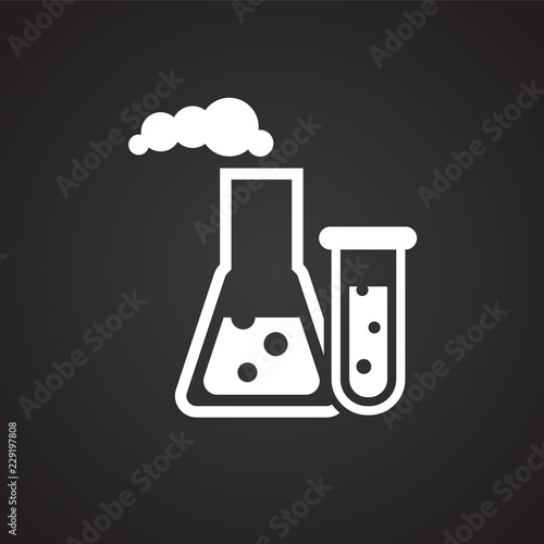 Oil research petrochemistry on black background icon