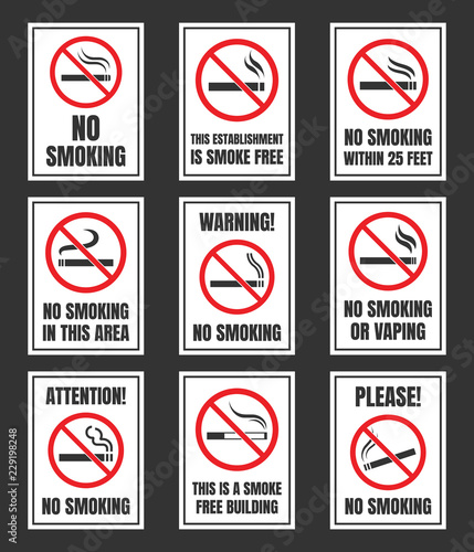 Free Download No smoking signboard set, smoking is prohibited - GFXLoad