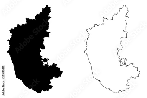 Karnataka (States and union territories of India, Federated states, Republic of India) map vector illustration, scribble sketch Karnataka state map photo