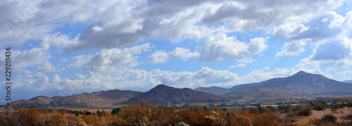 Panorama of the californian desert valley near Hemet aview to St. Jacinto Hills