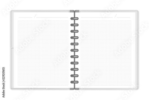 Hardcover discbound loose leaf notebook with interior pocket spread