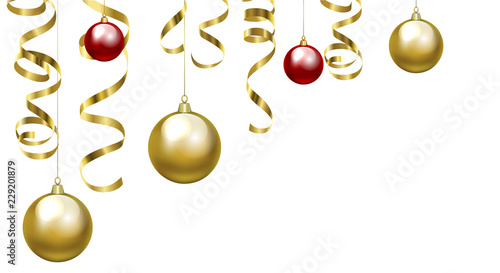 Christmas baubles and golden serpentine