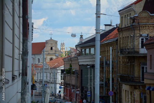 Narrow streets of Vilnius old-town, in Lithuania