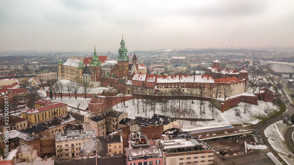Fototapeta winter castle at Wawel, Krakow, Poland