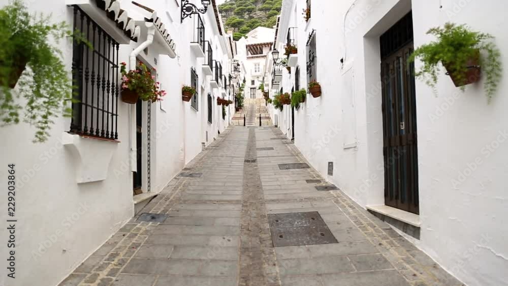 Beautiful view of a typically Spanish street Andalusia Costa del Sol Malaga Mijas Pueblo Spain Beautiful view of a typically Spanish street Andalusia Costa del Sol Malaga Mijas Pueblo Spain