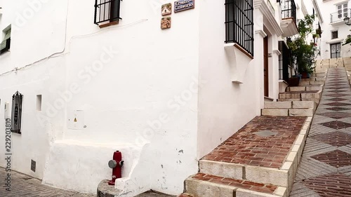 Beautiful view of a typically Spanish street Andalusia Costa del Sol Malaga Mijas Pueblo Spain