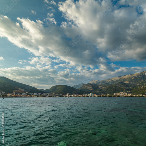 View of the city of Budva in Montenegro from the sea