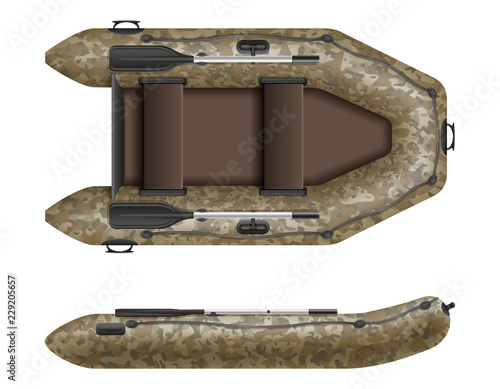 inflatable rubber boat for fishing and tourism vector illustration