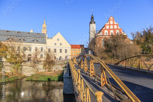 Opole - view of Yellow Bridge and old town behind the bridge
