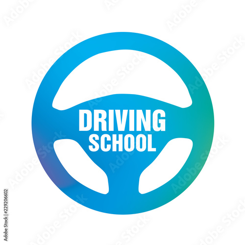 logo of driving school, car and mechanic