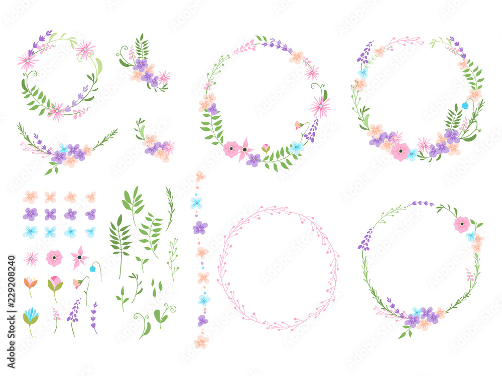 Set of minimalistic floral elements for your design.