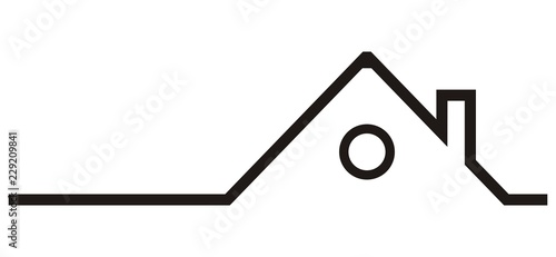 silhouette of house, roof with smokestack, vector icon photo