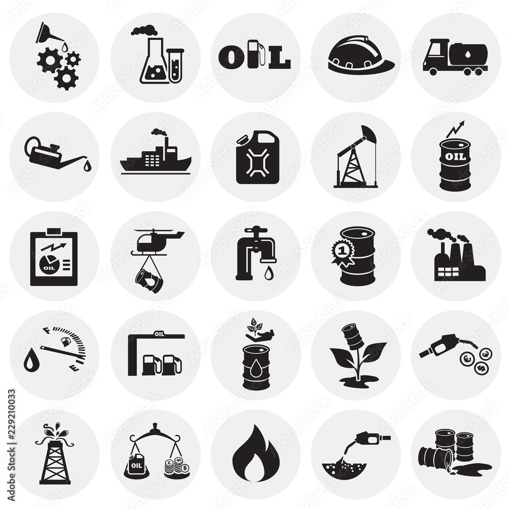 Oil industry icons set on circle white background Oil industry icons set on circle white background