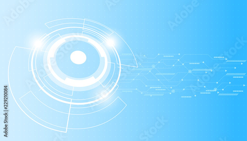 Vector circle tech with circuit board design on blue color background.illustration