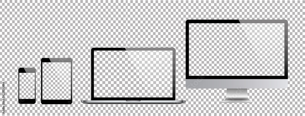 Set of computer, laptop in a flat vector style