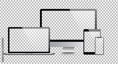 Set of computer, laptop in a flat vector style