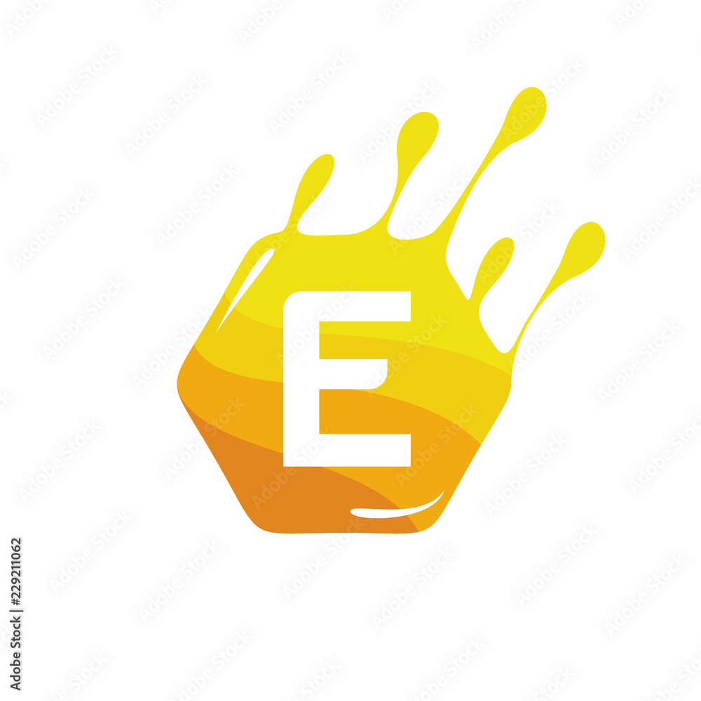 Honey or Bee Logo Design concept. Letter E logo design template