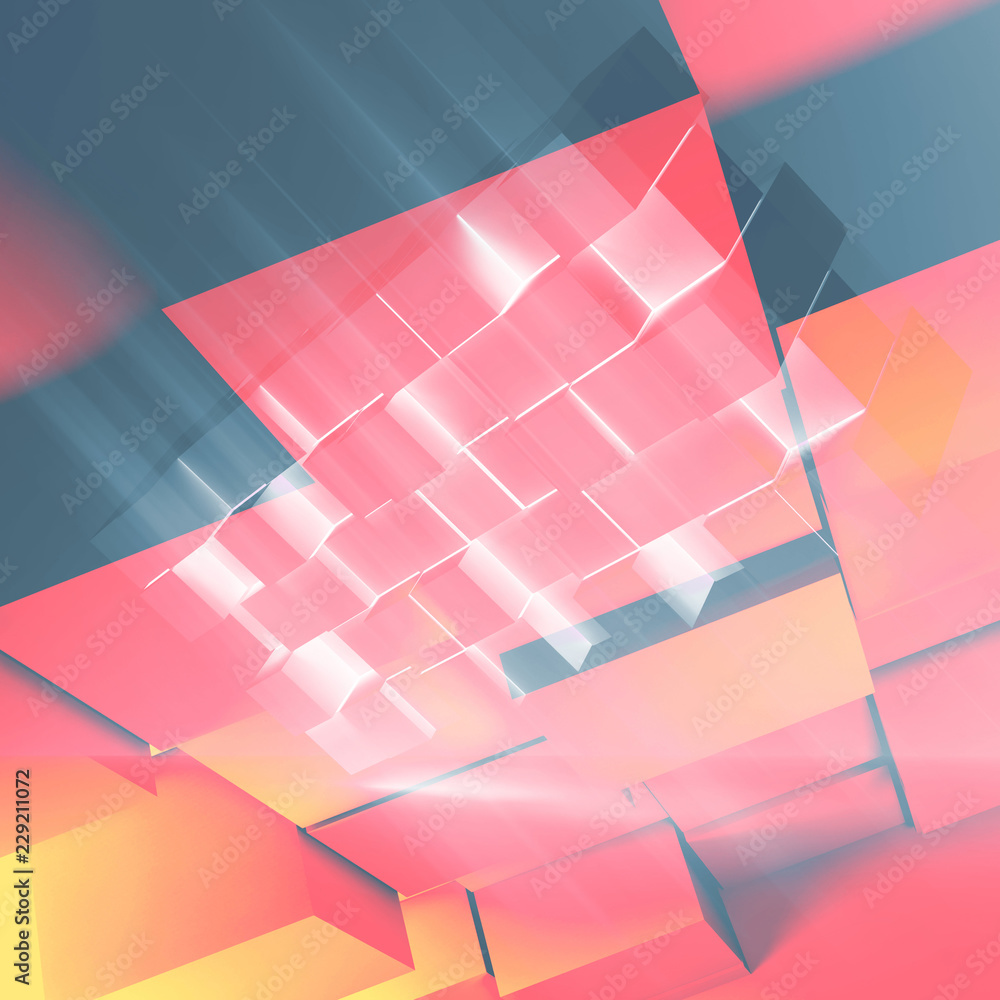 Fototapeta premium Extruded cubes pattern. 3d render