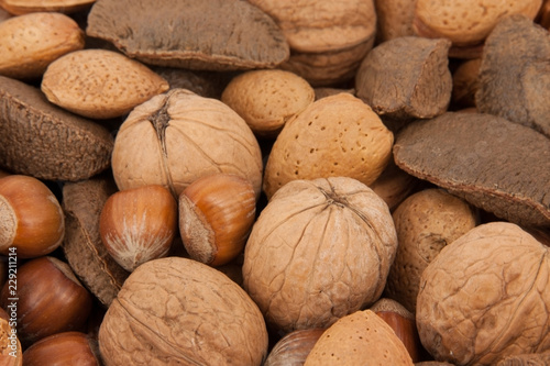 background with different kind of nuts