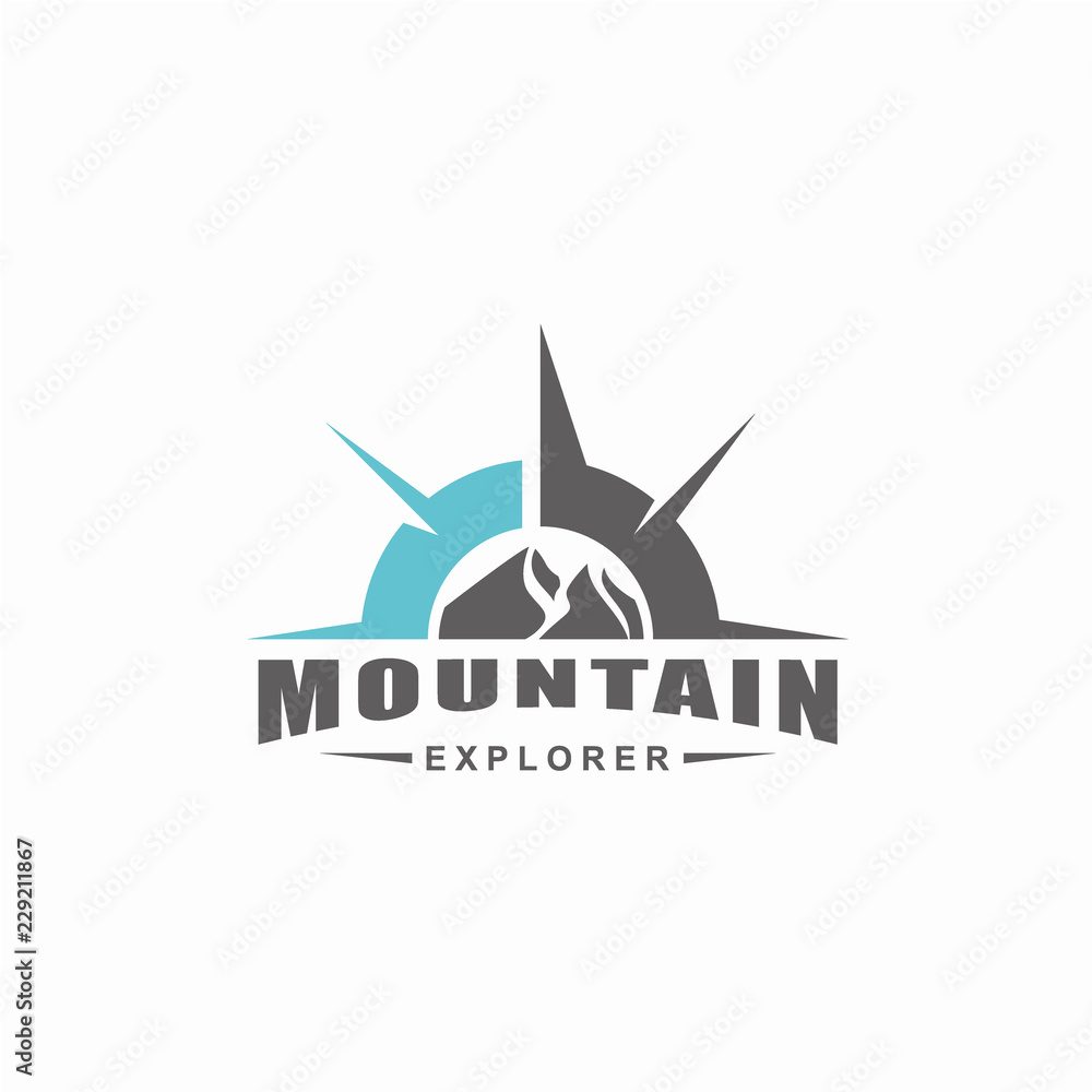 Mountain or compass Logo vector design template