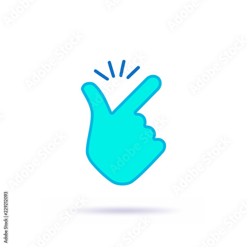 Snap fingers like easy emoji logo blue design