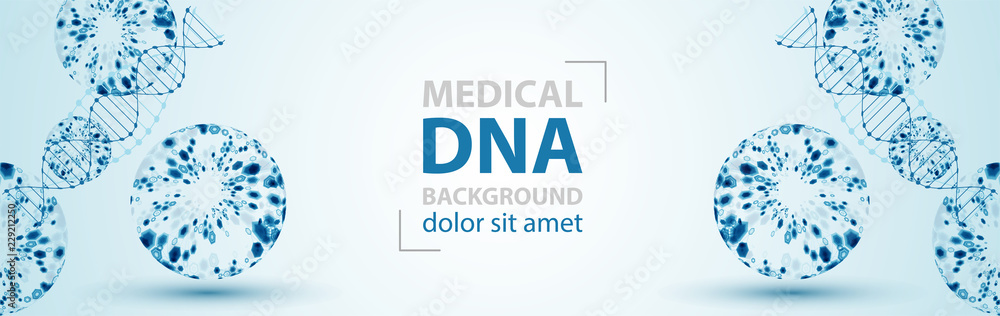 Science template, wallpaper or banner with a DNA molecules. Vector illustration.