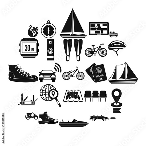 Peregrinate icons set. Simple set of 25 peregrinate vector icons for web isolated on white background