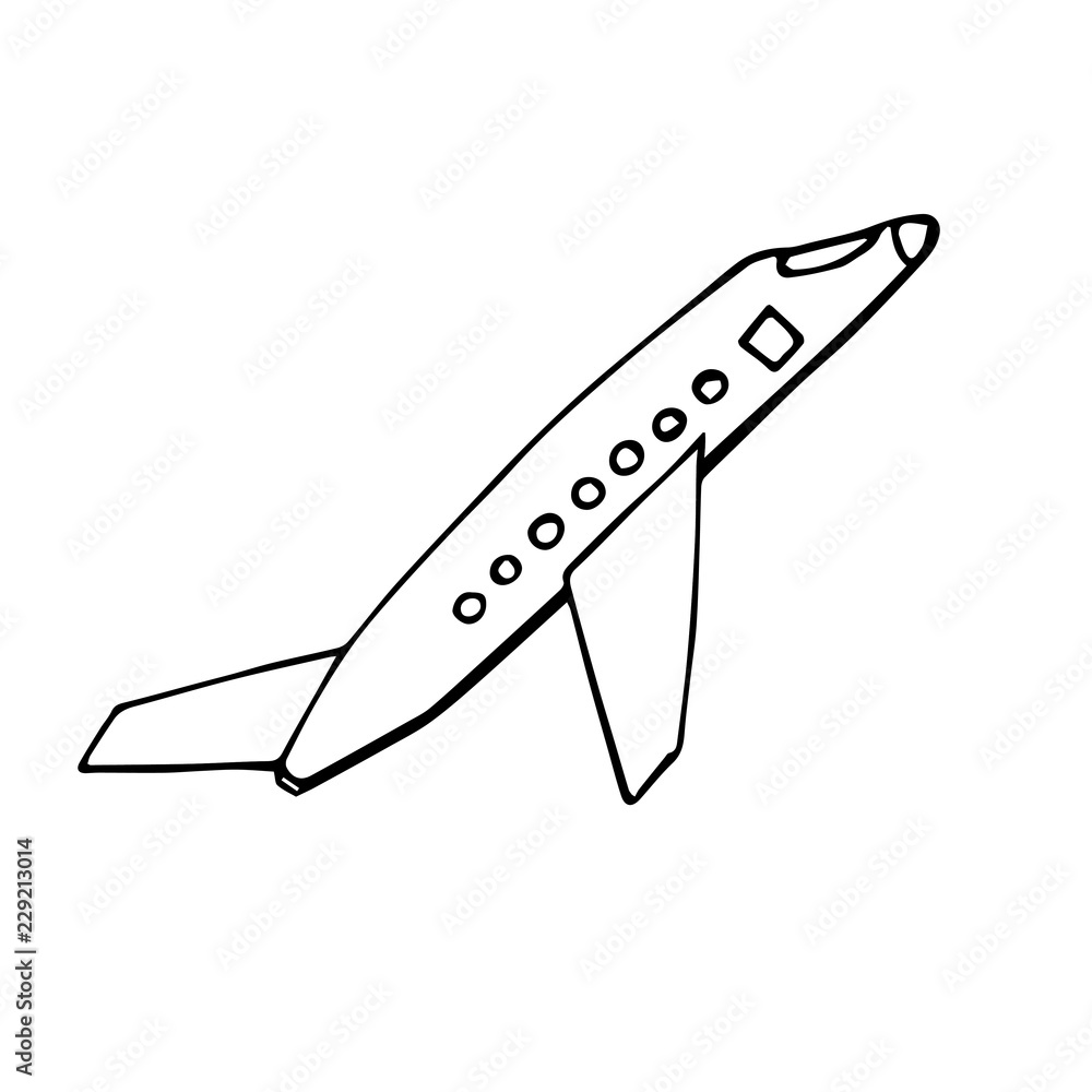 Obraz premium Abstract vector illustration of an air plane. Grunge free hand drawing.