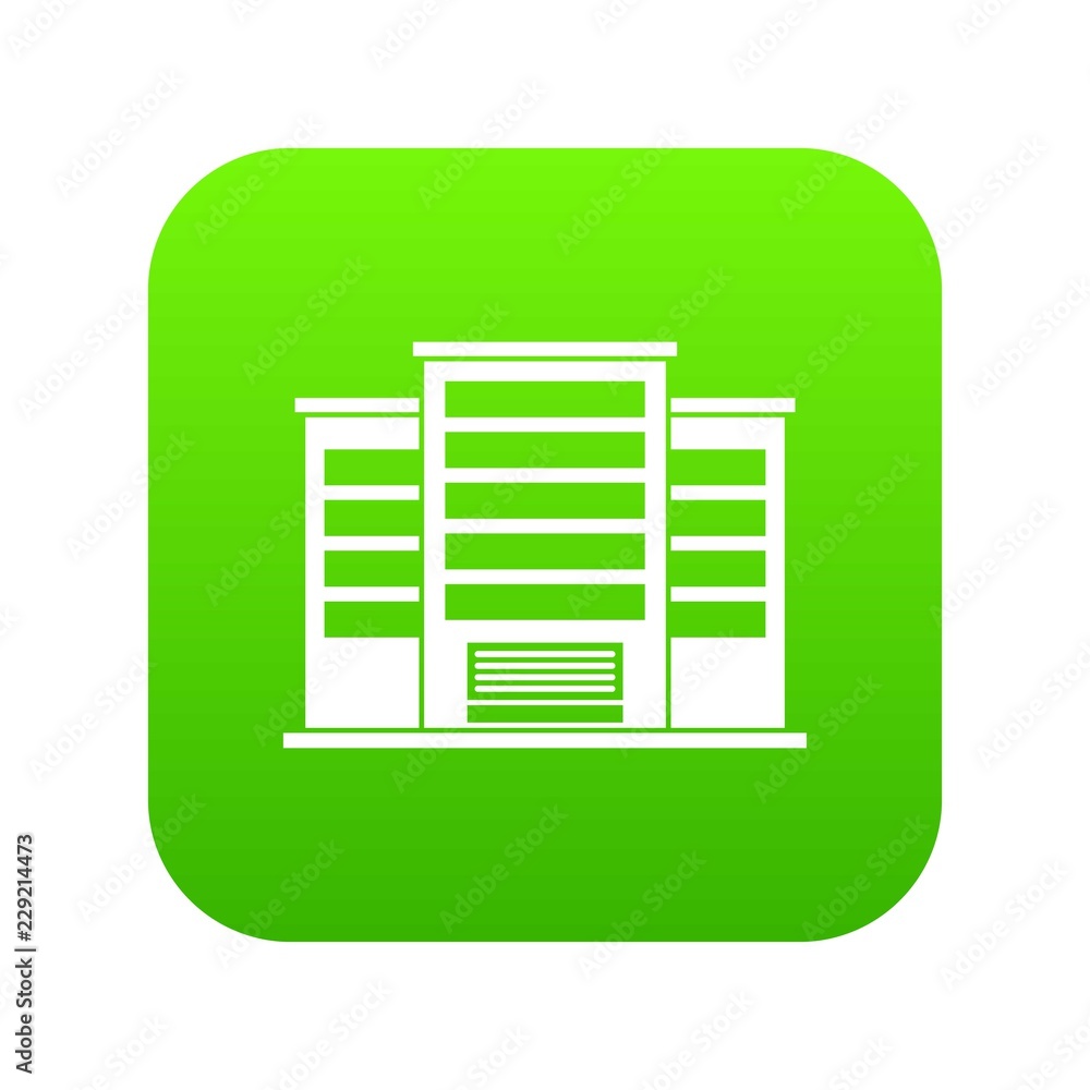 Industrial building icon digital green for any design isolated on white vector illustration Industrial building icon digital green for any design isolated on white vector illustration