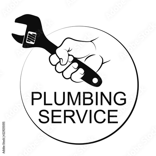 Spanner in hand silhouette of plumbing service for business