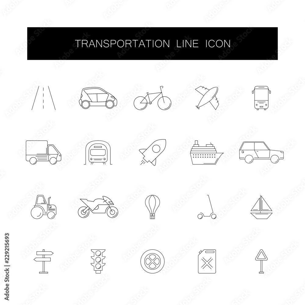 Line icons set. Transportation pack. Vector illustration Line icons set. Transportation pack. Vector illustration